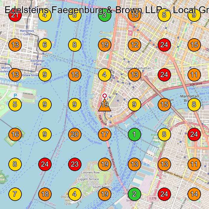 Edelsteins Faegenburg & Brown LLP Legal Services GeoGrid ranking map for New York NY